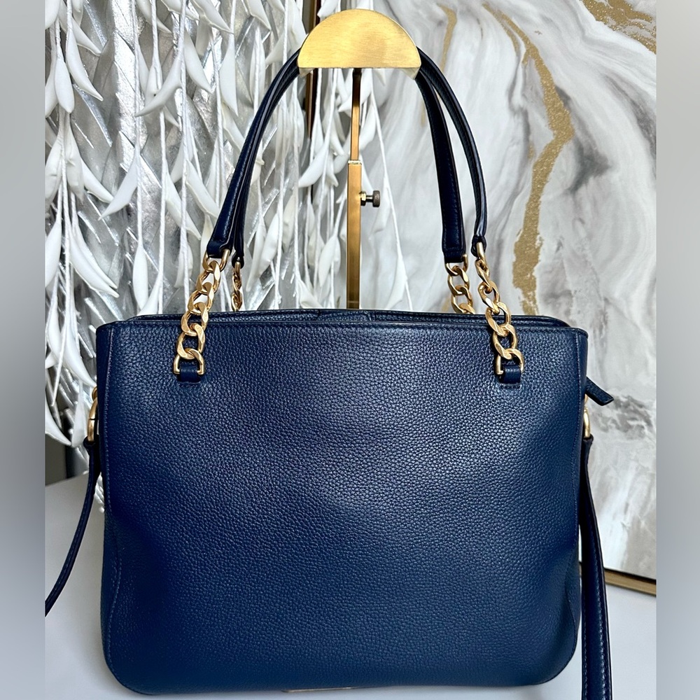 EUC TORY BURCH RARE MASON TRIPLE-COMPARTMENT SATCHEL with COA - Picture 8 of 15